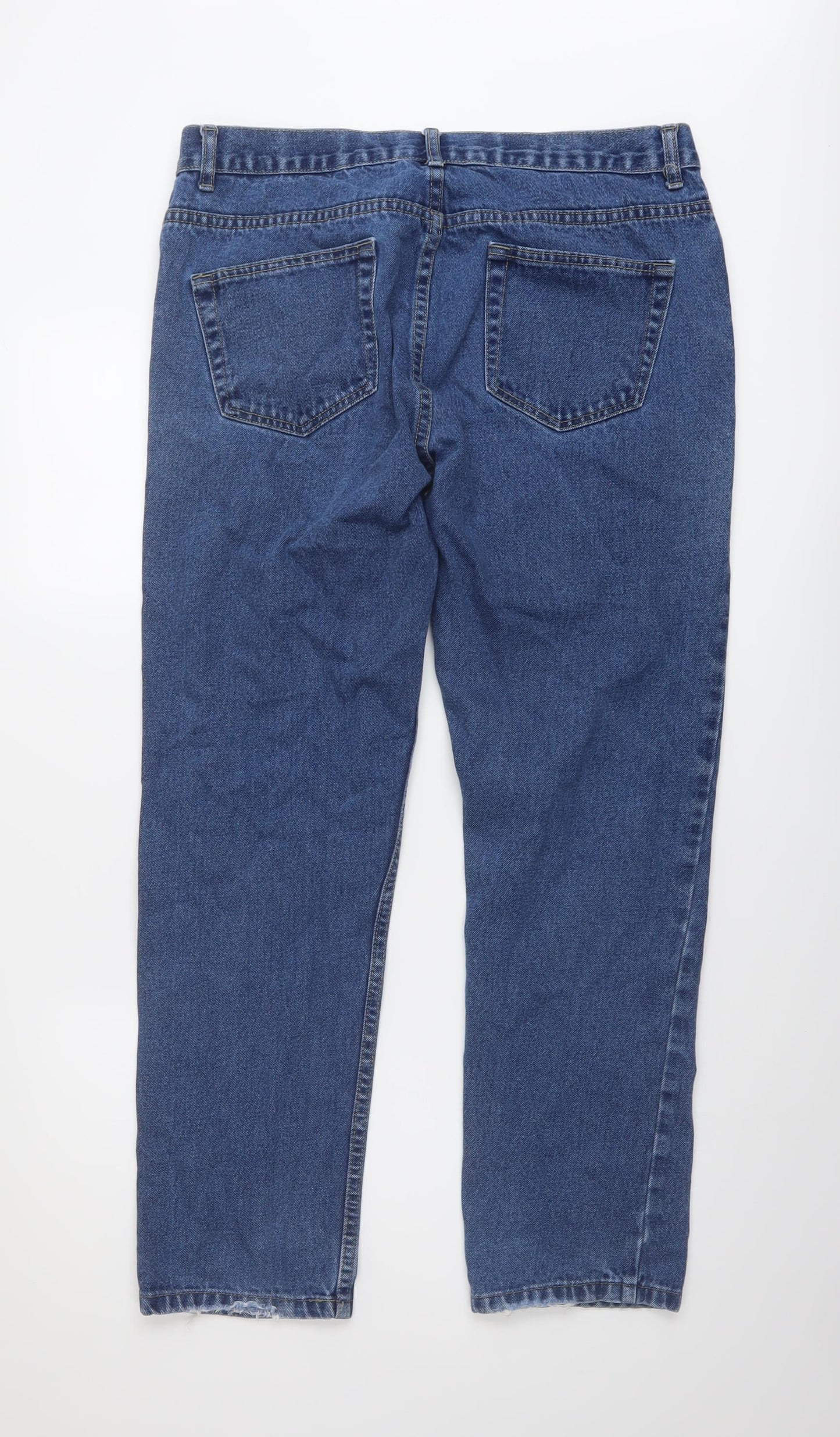 George Mens Blue Cotton Straight Jeans Size 36 in L29 in Regular Button