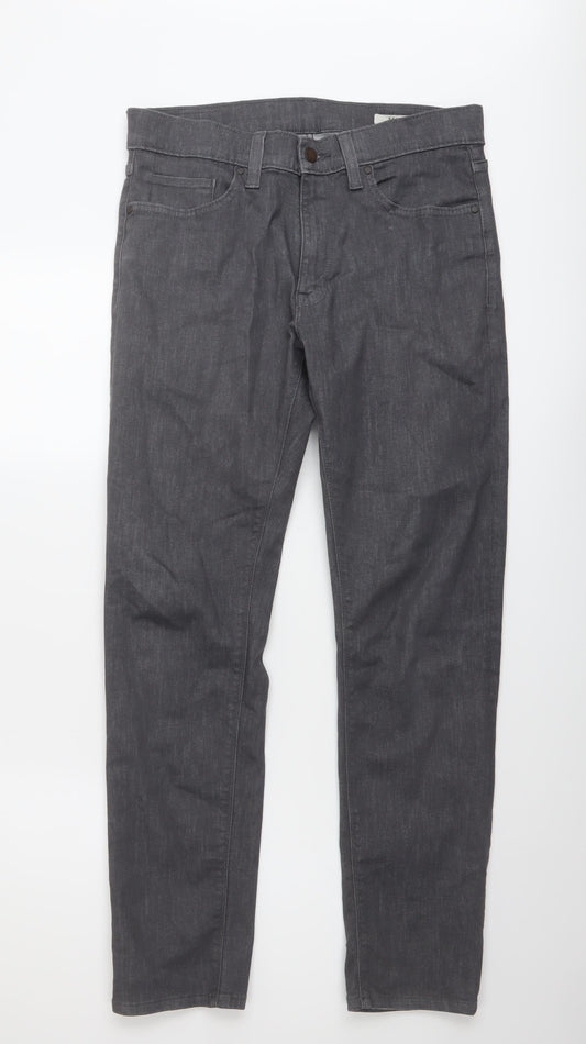 Marks and Spencer Mens Grey Cotton Straight Jeans Size 30 in L29 in Regular Button