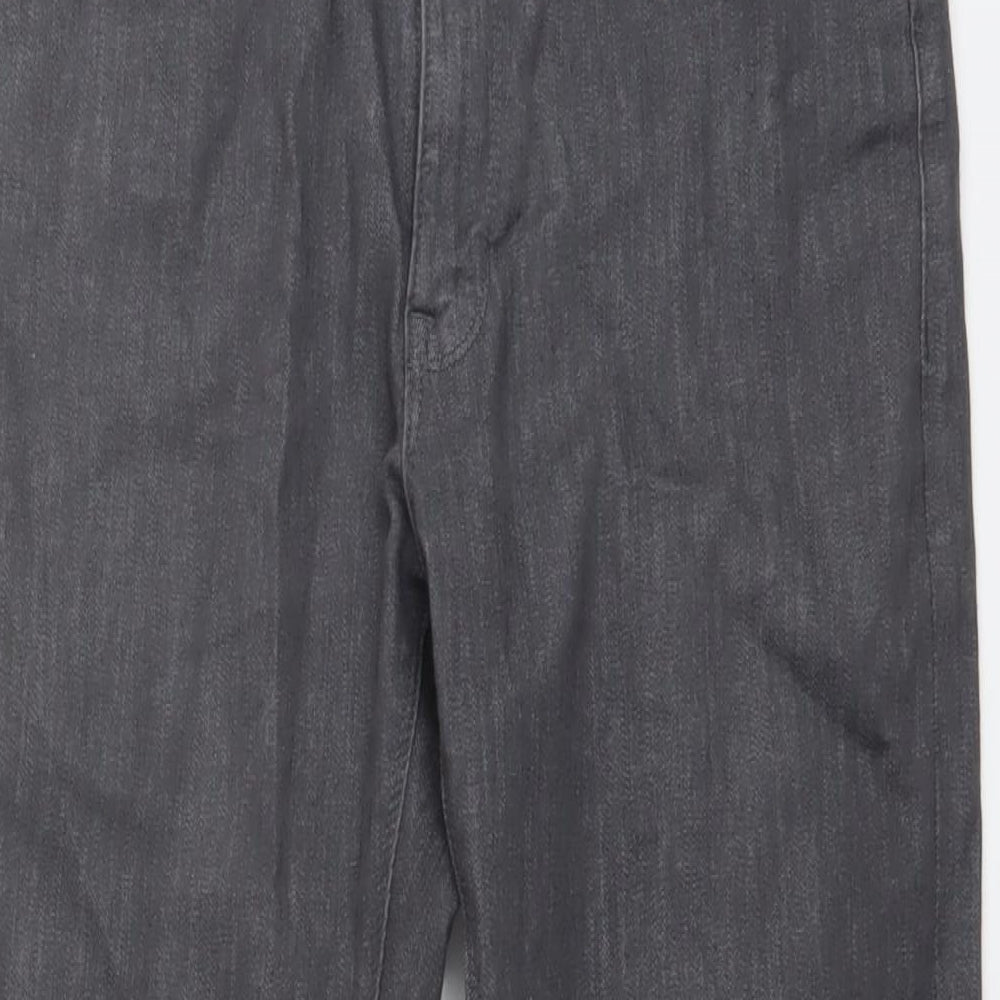 Marks and Spencer Mens Grey Cotton Straight Jeans Size 30 in L29 in Regular Button