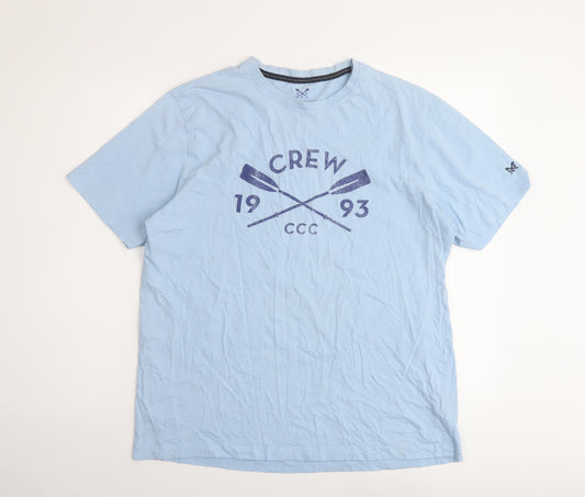 Crew Mens Blue Cotton T-Shirt Size XL Crew Neck