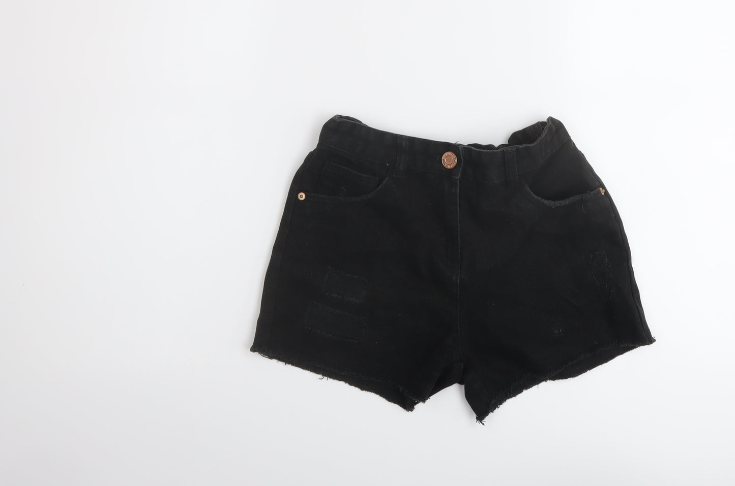 TU Girls Black Cotton Hot Pants Shorts Size 12 Years Regular Zip