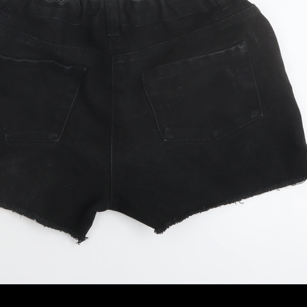 TU Girls Black Cotton Hot Pants Shorts Size 12 Years Regular Zip