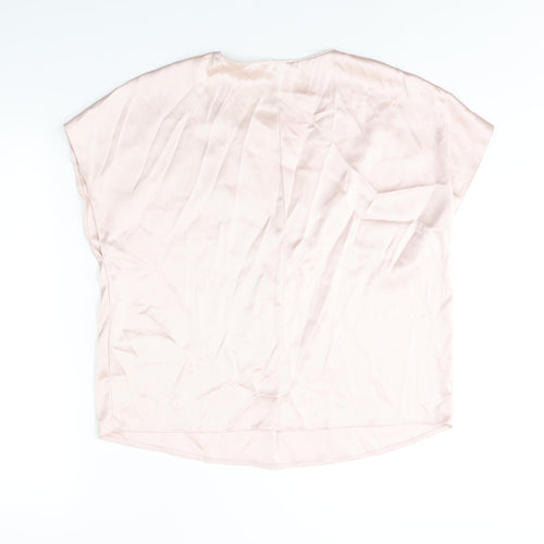 Zara Womens Pink Polyester Basic Blouse Size S V-Neck