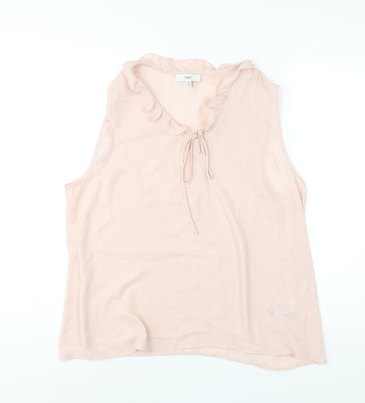 Marks and Spencer Womens Pink Polyester Camisole Blouse Size 16 V-Neck - Frill Bow