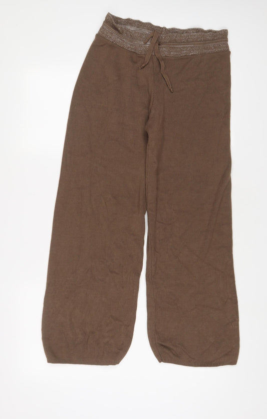 Misspap Womens Brown Acrylic Jogger Trousers Size M L27 in Regular Drawstring