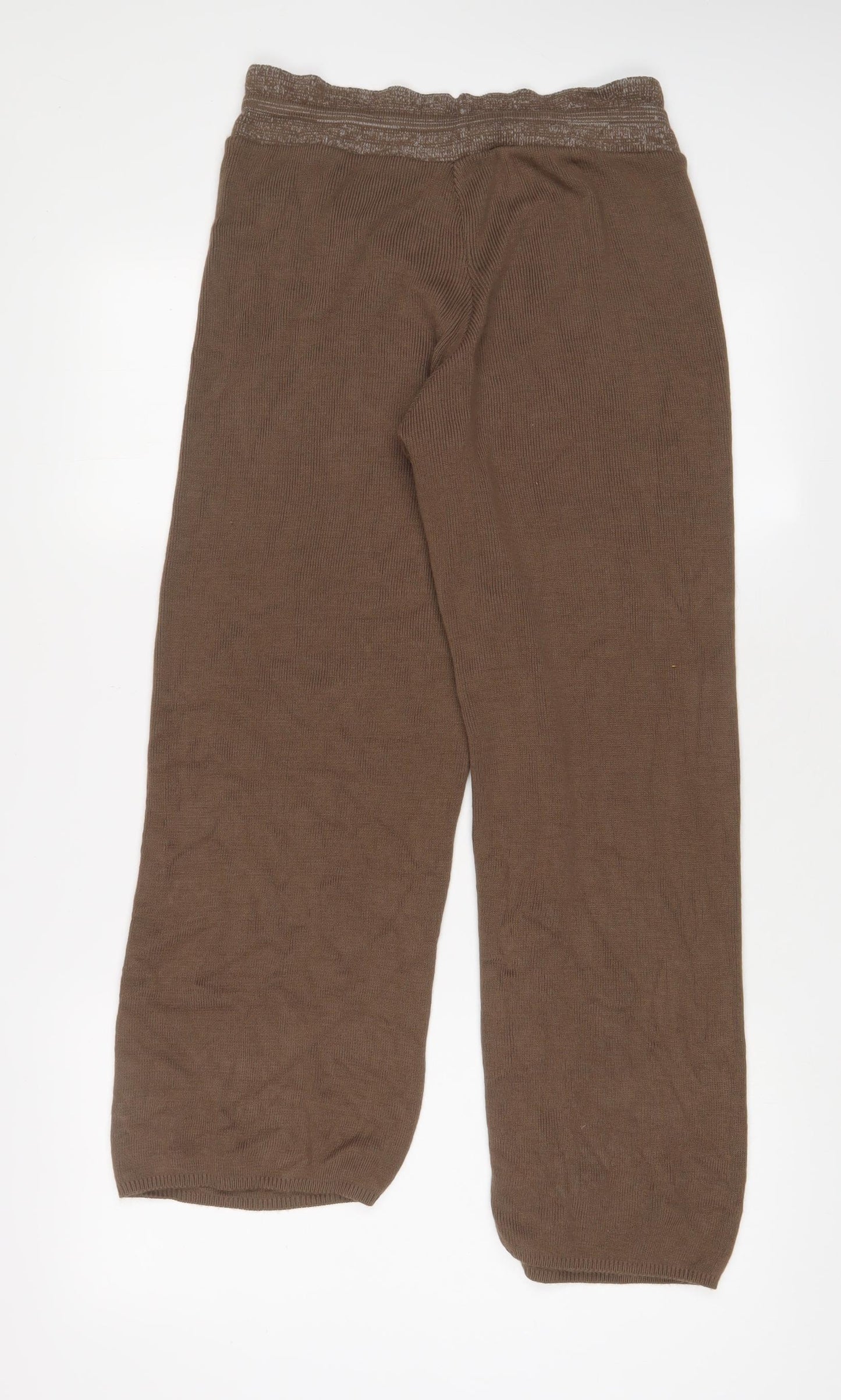 Misspap Womens Brown Acrylic Jogger Trousers Size M L27 in Regular Drawstring