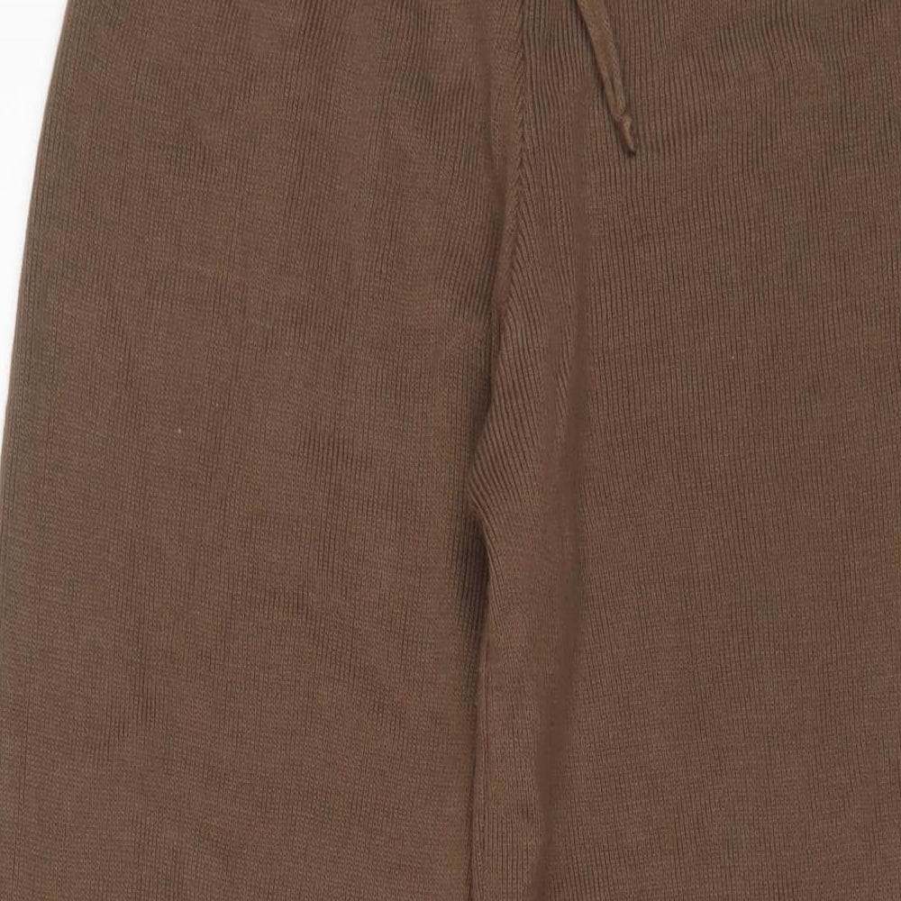 Misspap Womens Brown Acrylic Jogger Trousers Size M L27 in Regular Drawstring