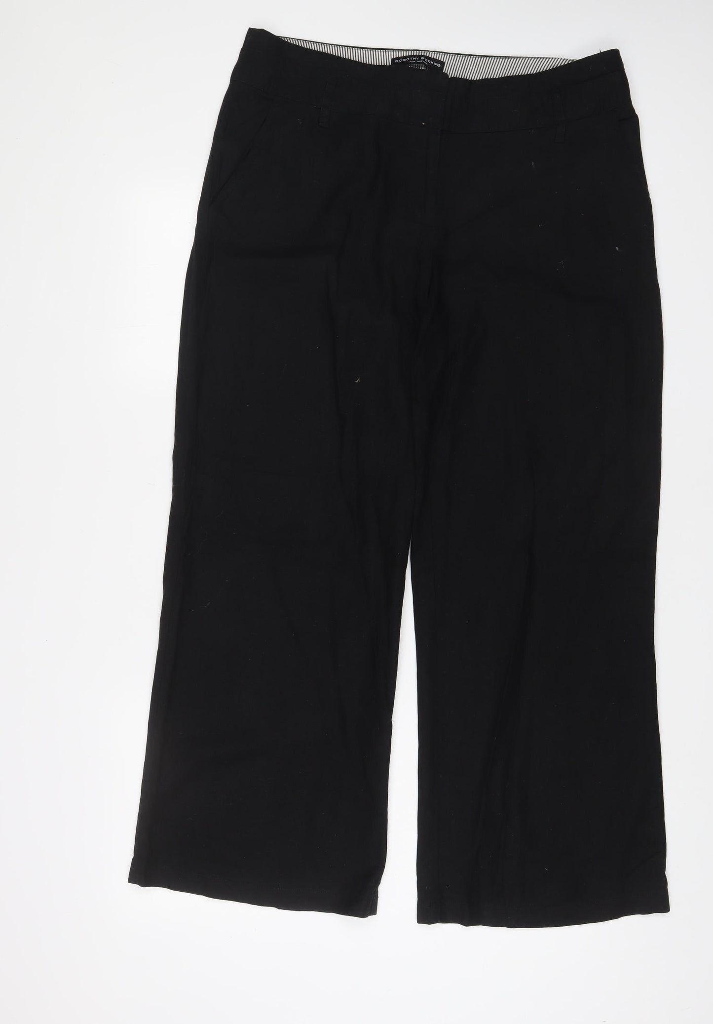 Dorothy Perkins Womens Black Linen Trousers Size 14 L30 in Regular Hook & Eye