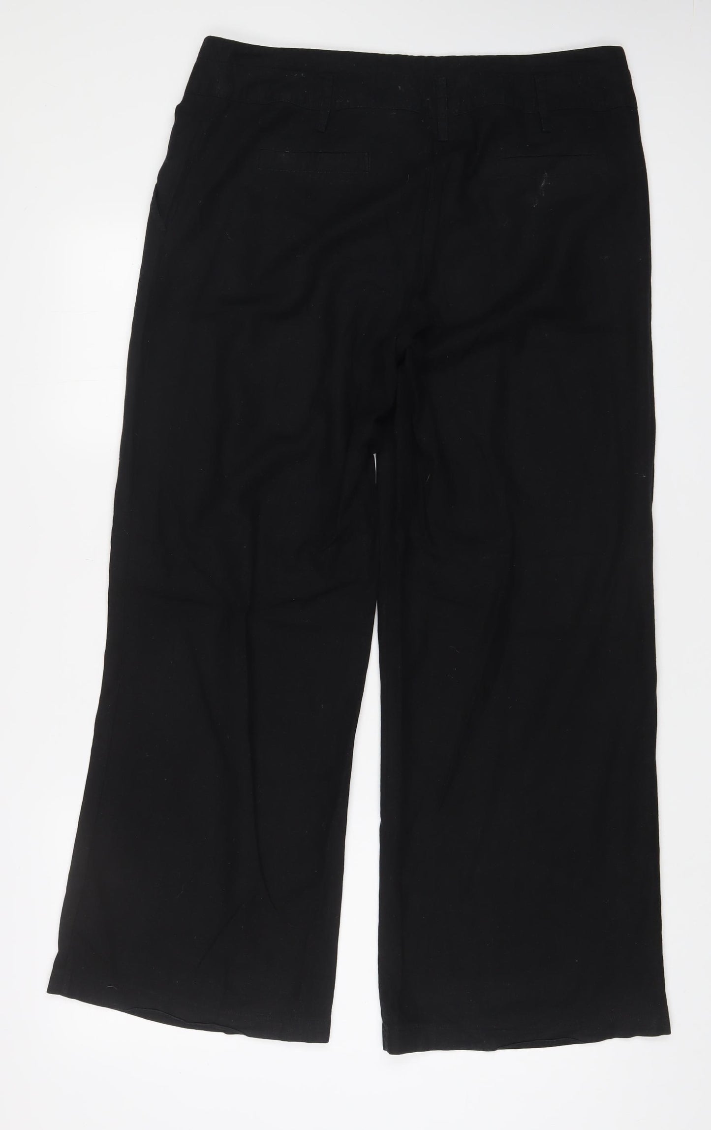 Dorothy Perkins Womens Black Linen Trousers Size 14 L30 in Regular Hook & Eye