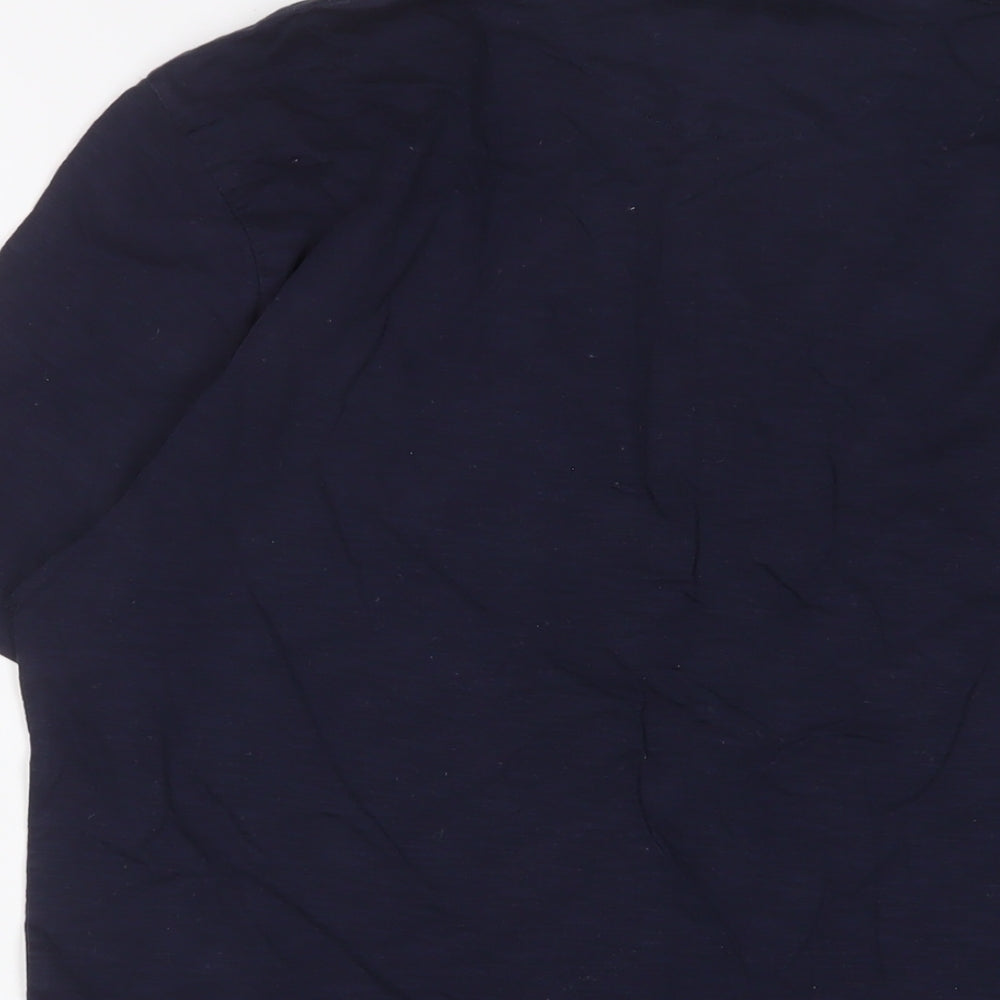 Marks and Spencer Mens Blue Cotton Polo Size M Collared Button