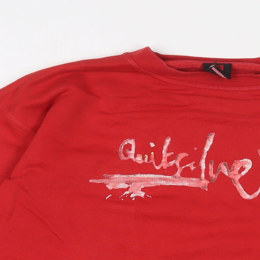 Quiksilver Mens Red Cotton Pullover Sweatshirt Size M - Logo