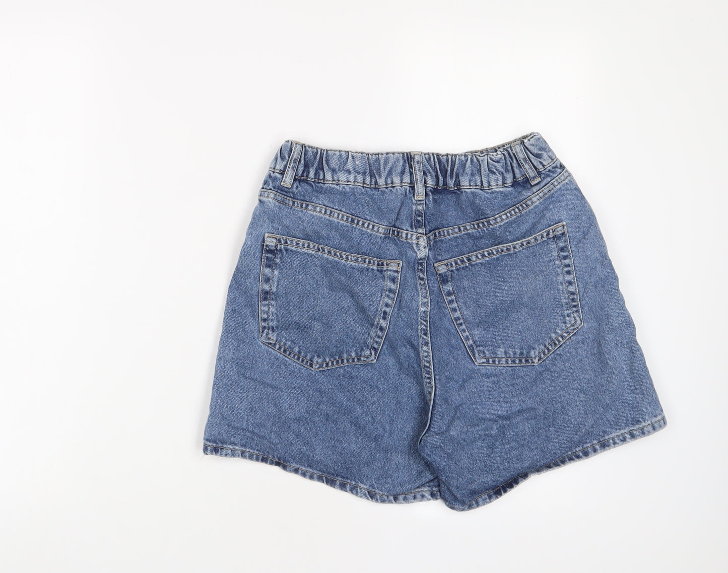 Pull&Bear Womens Blue Cotton Boyfriend Shorts Size 10 L4 in Regular Zip