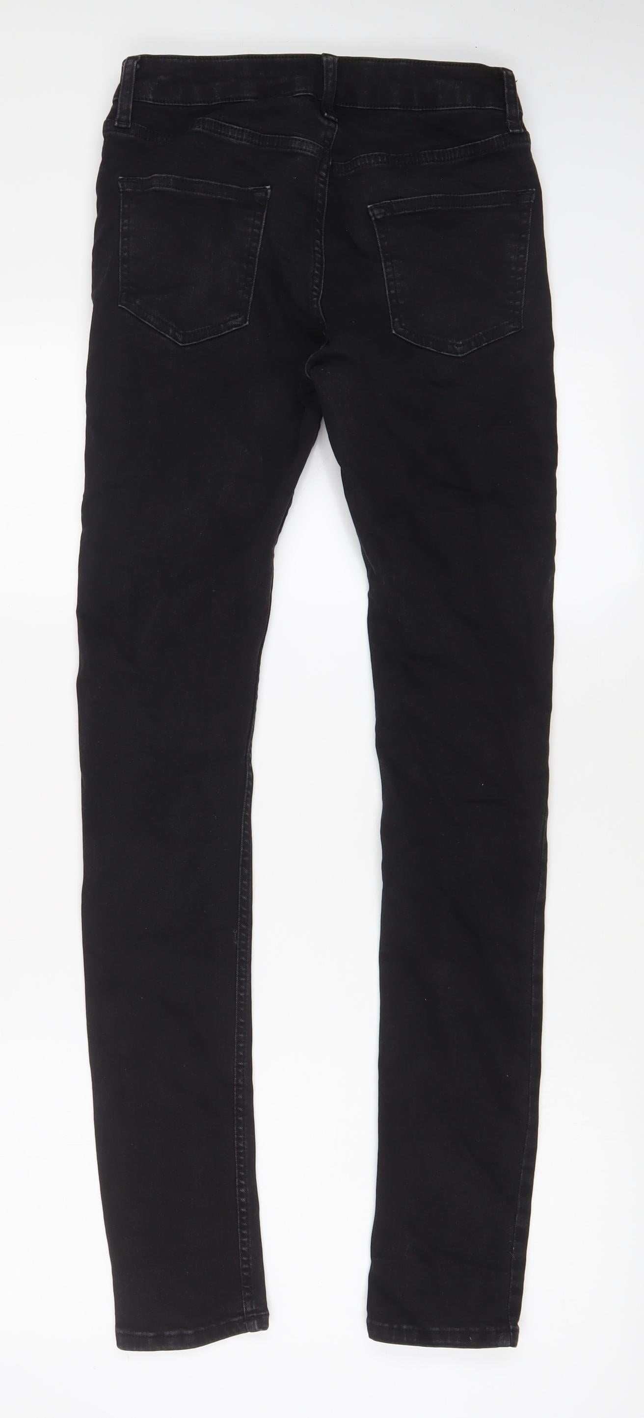 Topman Mens Black Cotton Skinny Jeans Size 30 in L32 in Regular Zip - Long Leg, Pockets