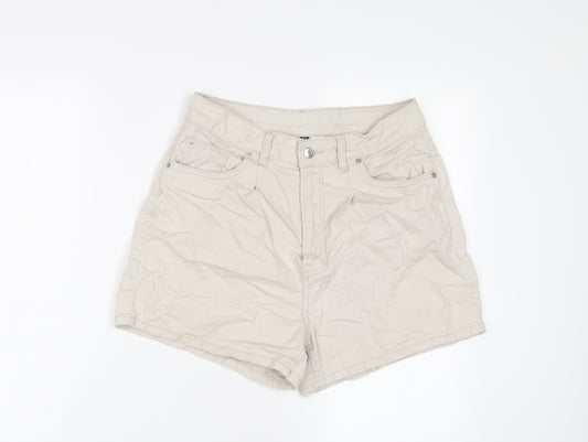 H&M Womens Beige Cotton Basic Shorts Size 12 L4 in Regular Zip