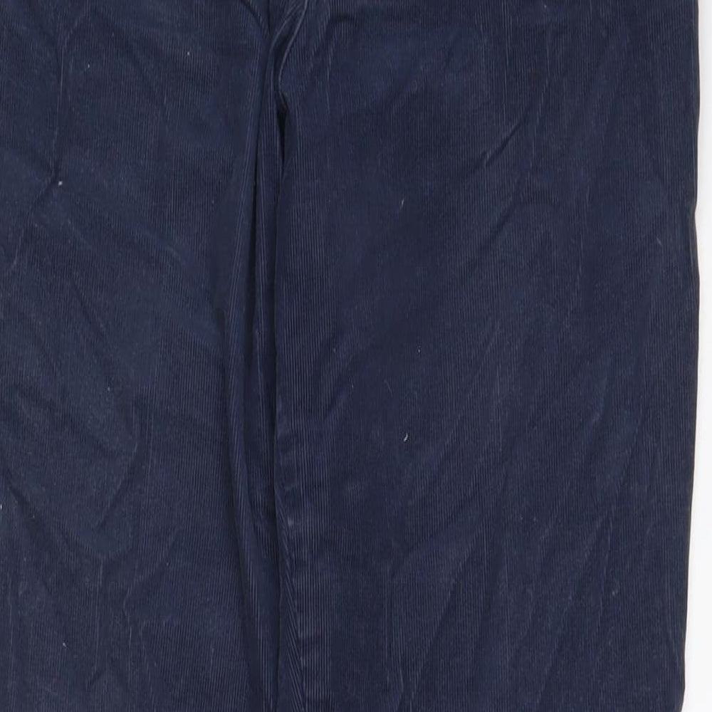 Marks and Spencer Womens Blue Cotton Trousers Size 14 L31 in Regular Zip