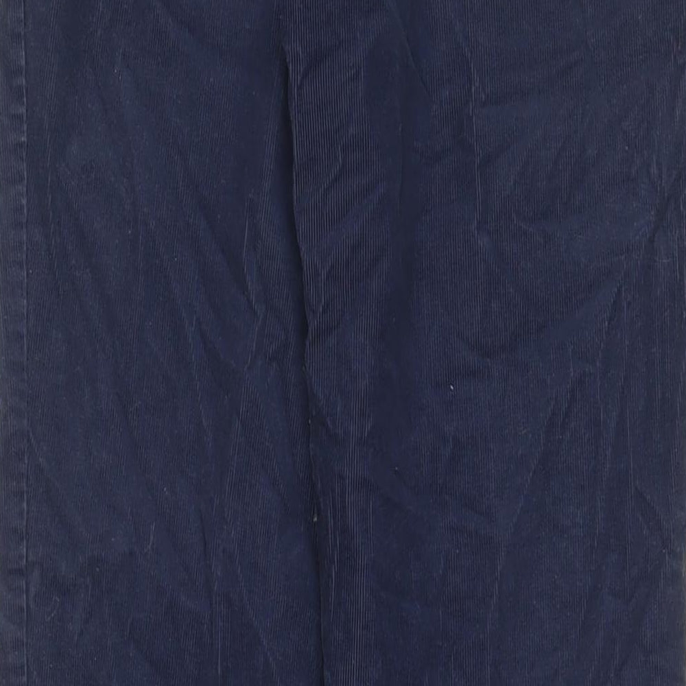 Marks and Spencer Womens Blue Cotton Trousers Size 14 L31 in Regular Zip