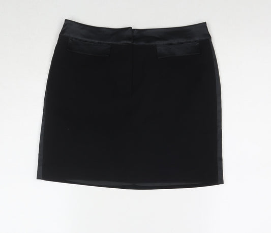 H&M Womens Black Polyester A-Line Skirt Size 10 Zip