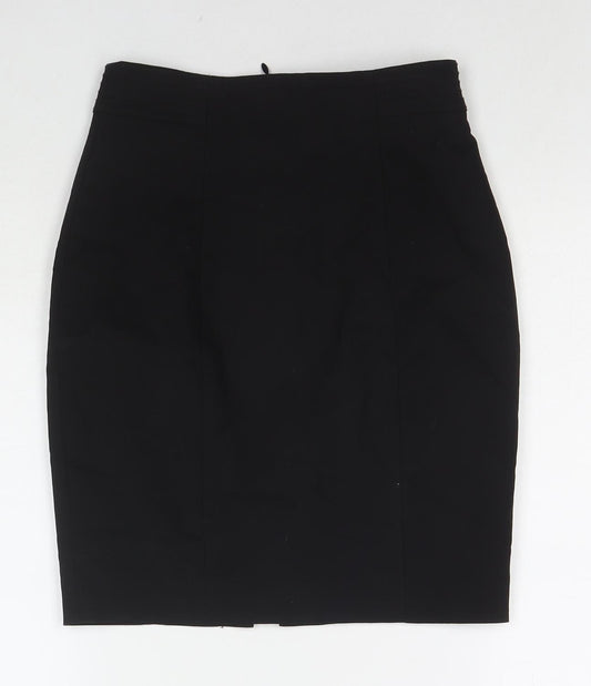 H&M Womens Black Polyester A-Line Skirt Size 6 Zip