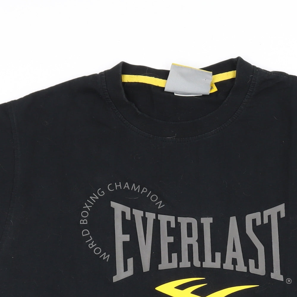 Everlast Mens Black Cotton T-Shirt Size M Round Neck