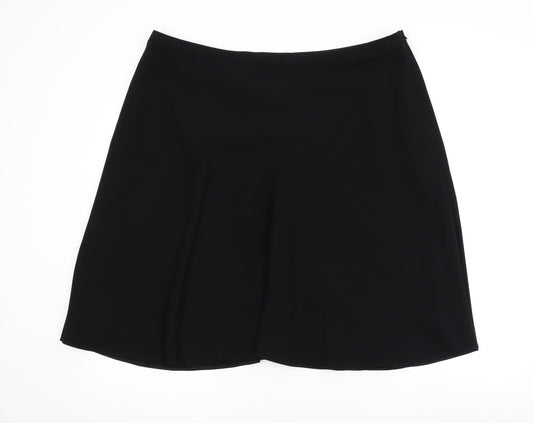 Marks and Spencer Womens Black Polyester A-Line Skirt Size 20 Zip