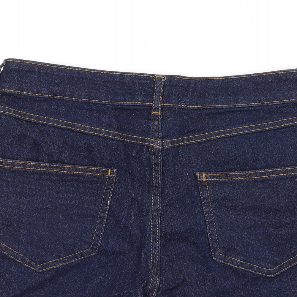 Dorothy Perkins Womens Blue Cotton Hot Pants Shorts Size 10 L3 in Regular Zip