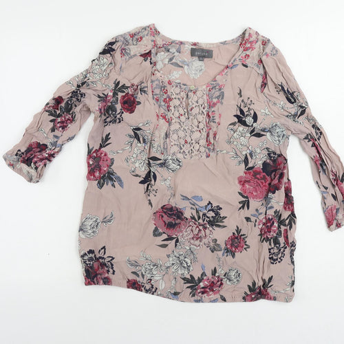 Per Una Womens Pink Floral Viscose Basic Blouse Size 16 Boat Neck