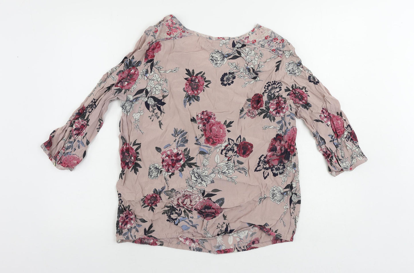 Per Una Womens Pink Floral Viscose Basic Blouse Size 16 Boat Neck