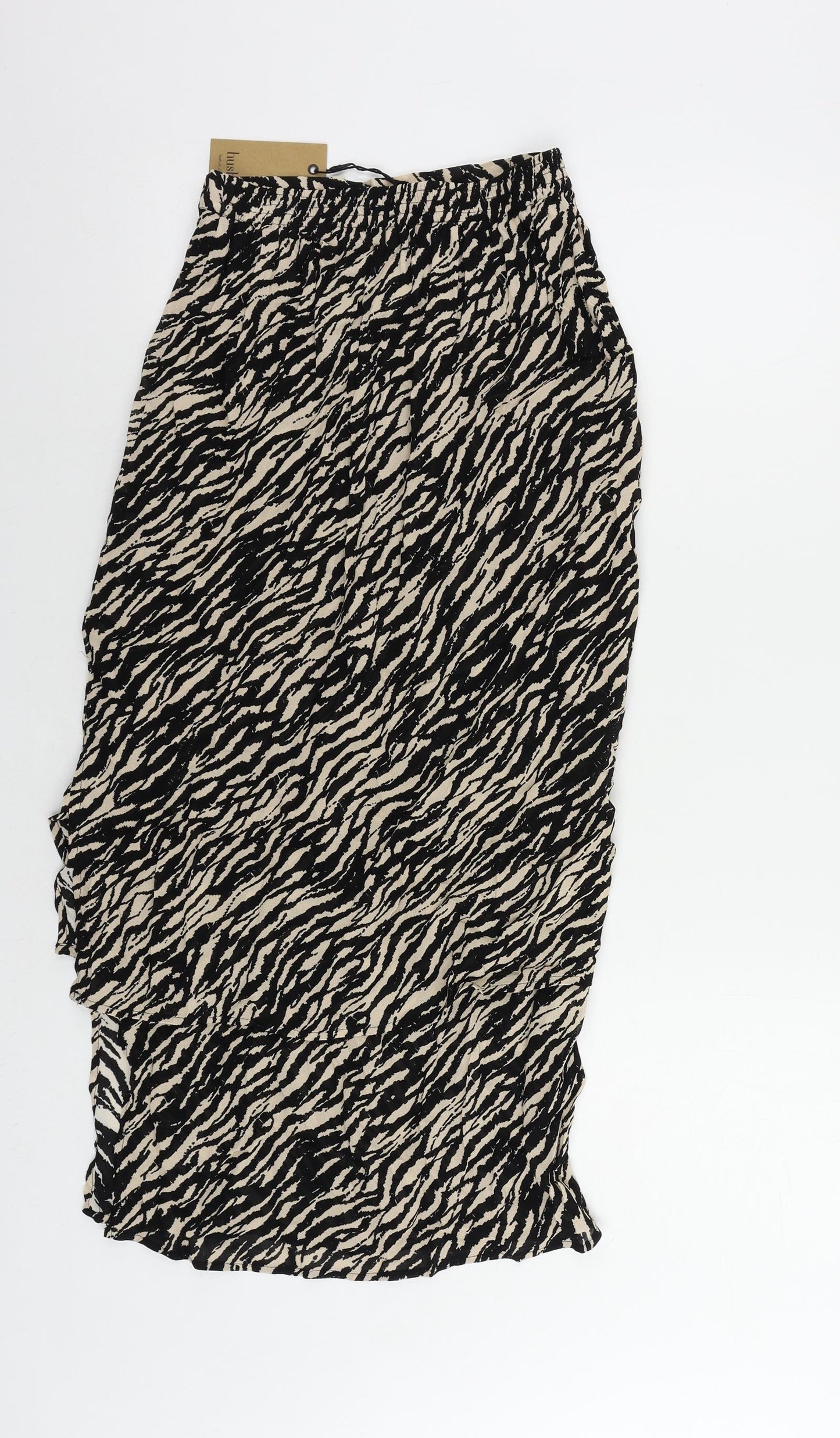 Hush Womens Black Animal Print Viscose Maxi Skirt Size 6 - Elastic Waist