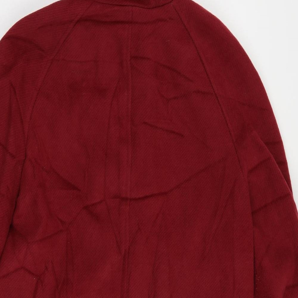 Marks and Spencer Womens Red Pea Coat Coat Size 12 Zip - Hooded