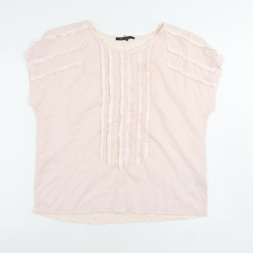 Marks and Spencer Womens Pink Polyester Basic Blouse Size 14 Boat Neck