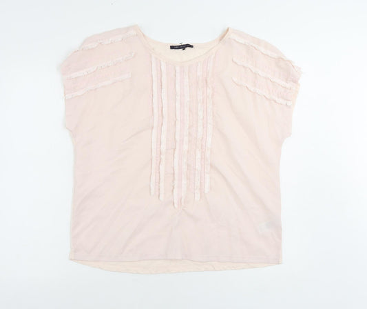 Marks and Spencer Womens Pink Polyester Basic Blouse Size 14 Boat Neck