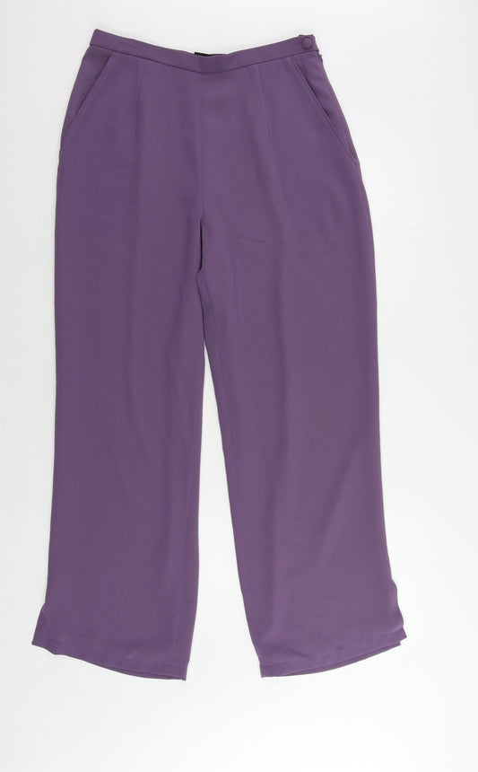 Jacques Vert Womens Purple Polyester Trousers Size 12 L30 in Regular Zip