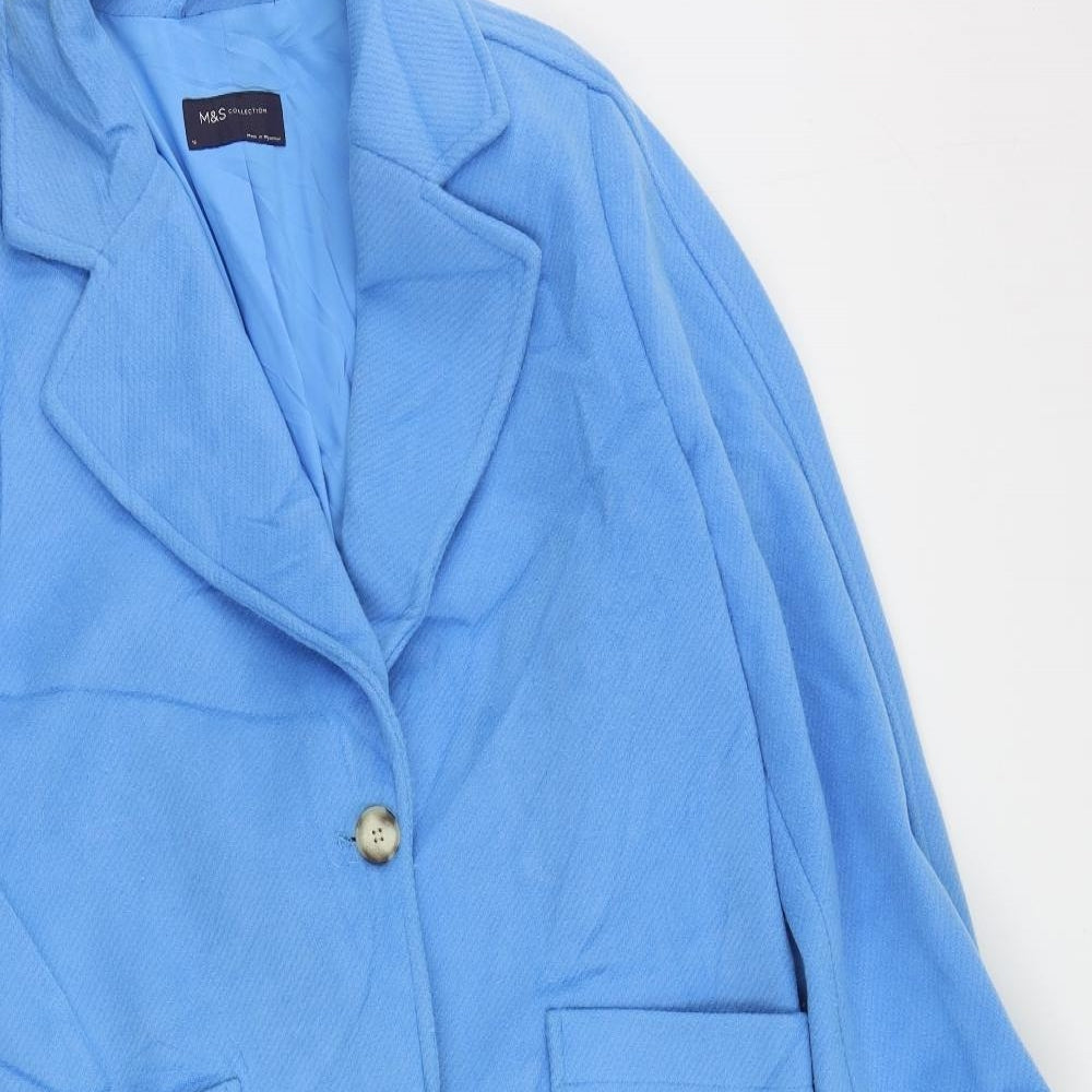 Marks and Spencer Womens Blue Overcoat Coat Size 12 Button