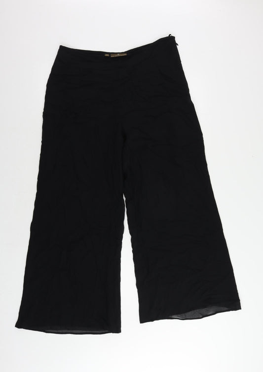 Fenn Wright Manson Womens Black Silk Trousers Size 12 L28 in Regular Zip