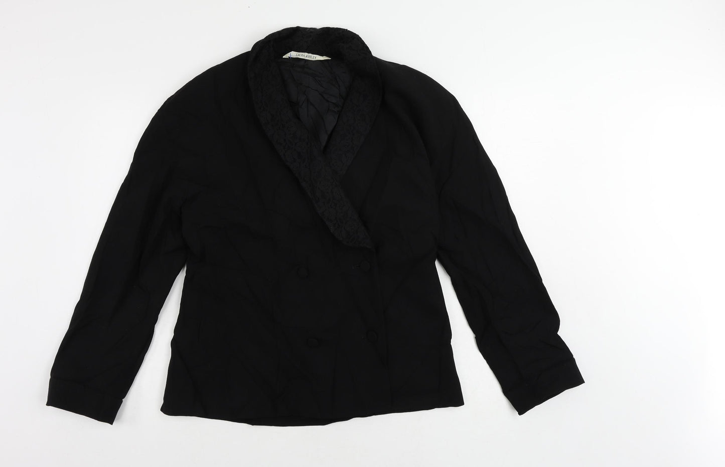 Laura Ashley Womens Black Jacket Blazer Size 14 Button