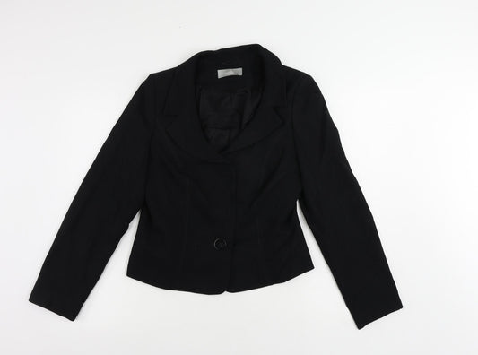 Wallis Womens Black Jacket Blazer Size 14 Button