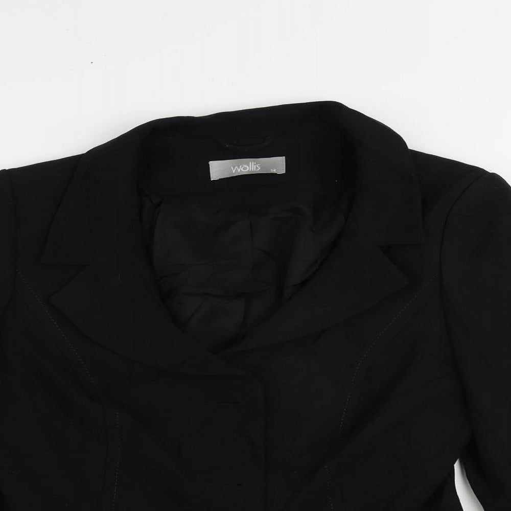 Wallis Womens Black Jacket Blazer Size 14 Button