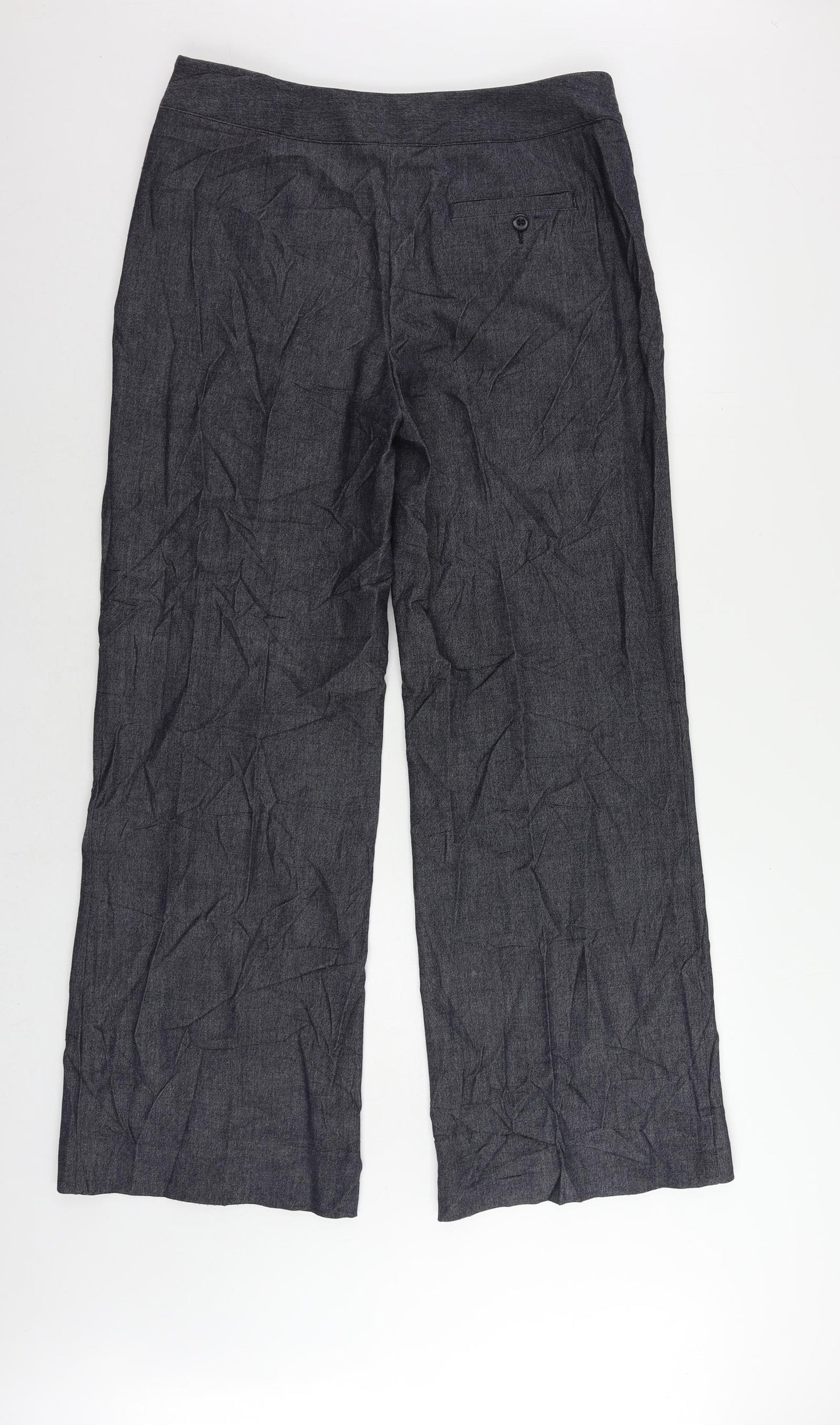 Marks and Spencer Womens Blue Polyester Trousers Size 14 L32 in Regular Zip