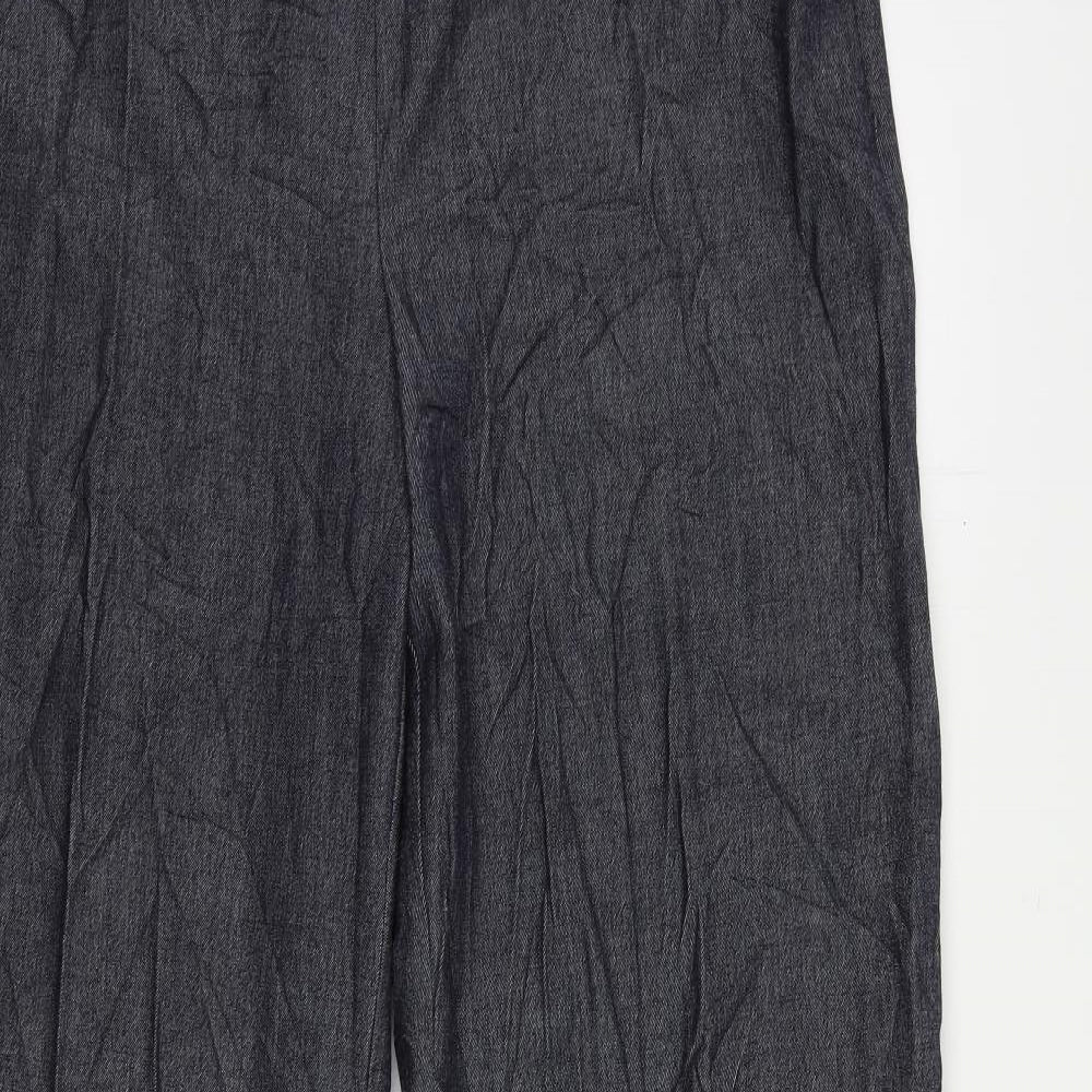 Marks and Spencer Womens Blue Polyester Trousers Size 14 L32 in Regular Zip