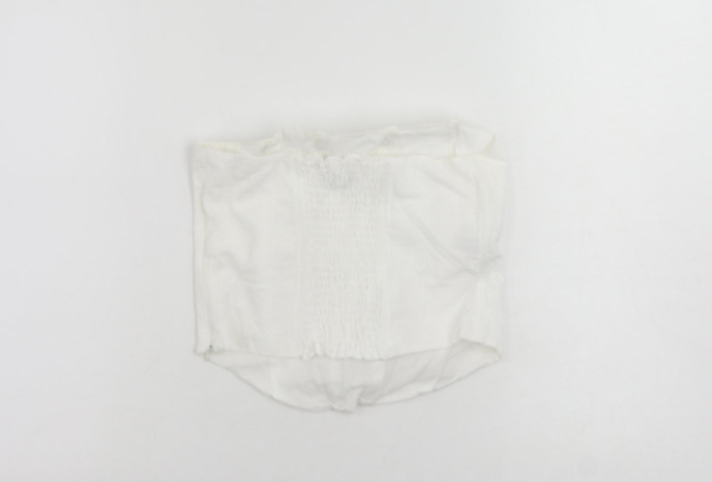 Zara Womens White Cotton Cropped Blouse Size L Square Neck - Corset Style