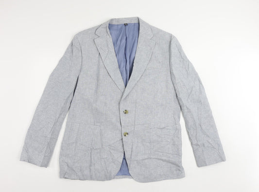 Marks and Spencer Mens Blue Linen Jacket Suit Jacket Size 44 Regular