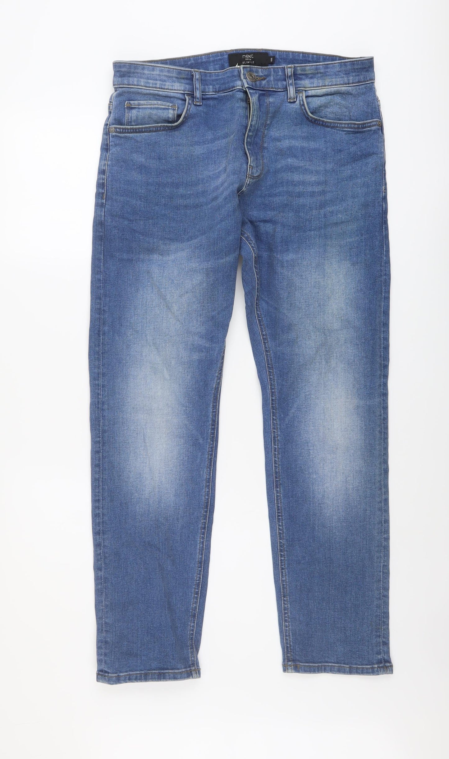 NEXT Mens Blue Cotton Straight Jeans Size 32 in L29 in Slim Button