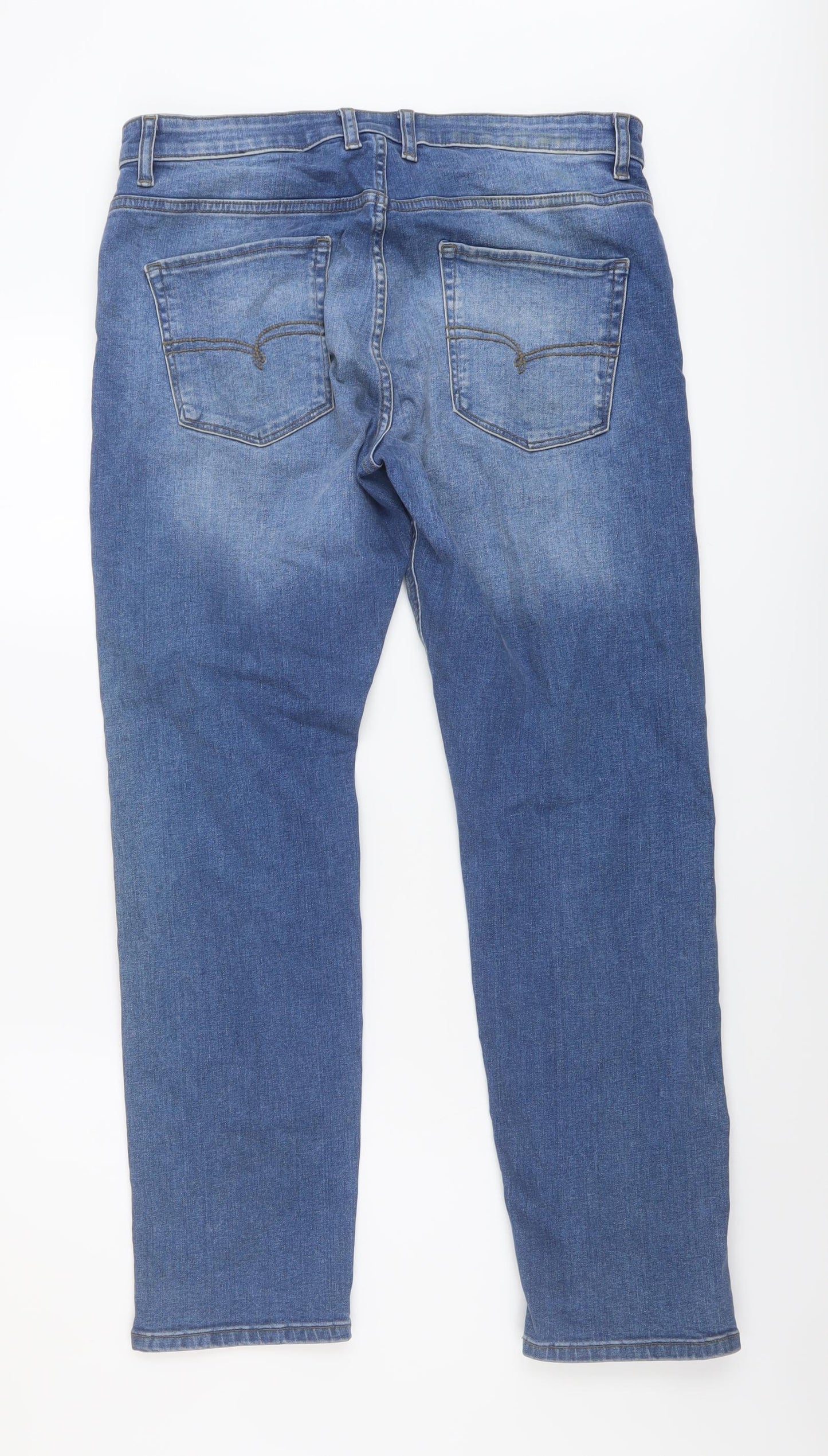 NEXT Mens Blue Cotton Straight Jeans Size 32 in L29 in Slim Button