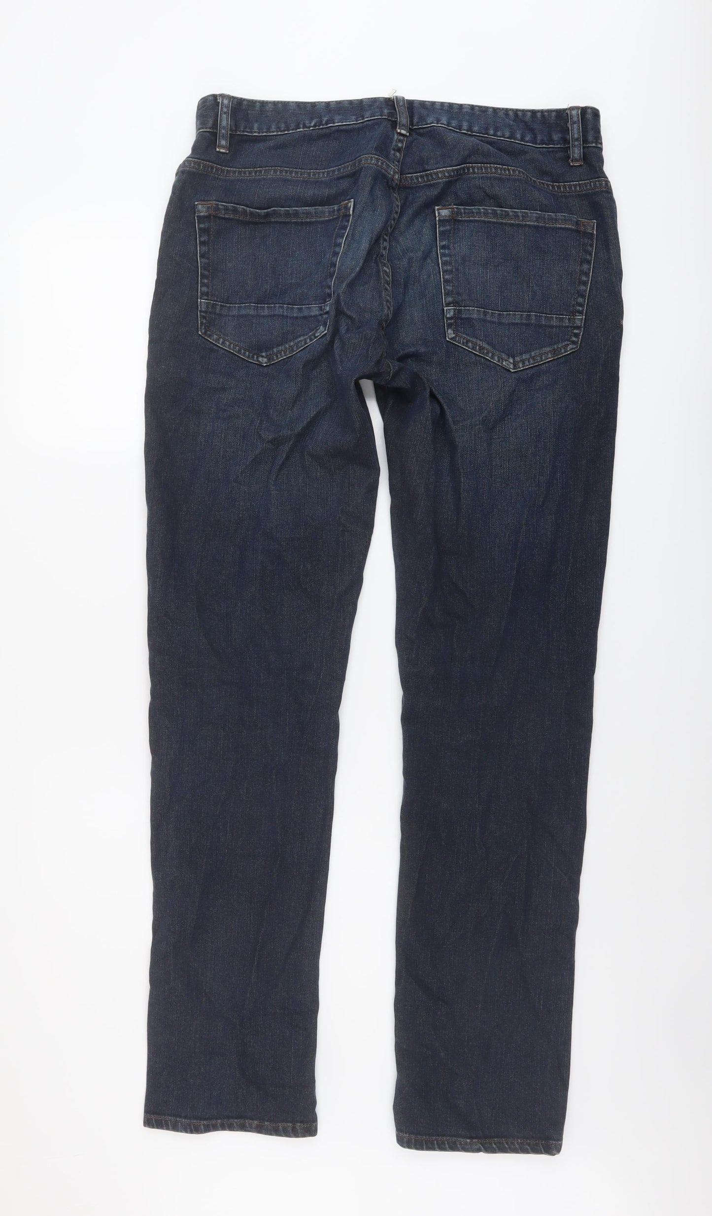 NEXT Mens Blue Cotton Straight Jeans Size 32 in L33 in Regular Button