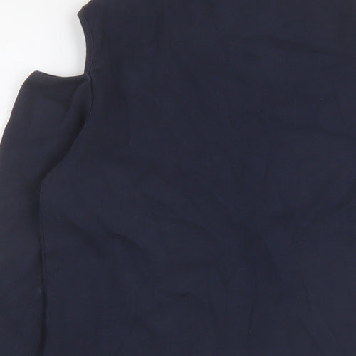 Made in Italy Womens Blue Cotton Basic Blouse Size L Mock Neck