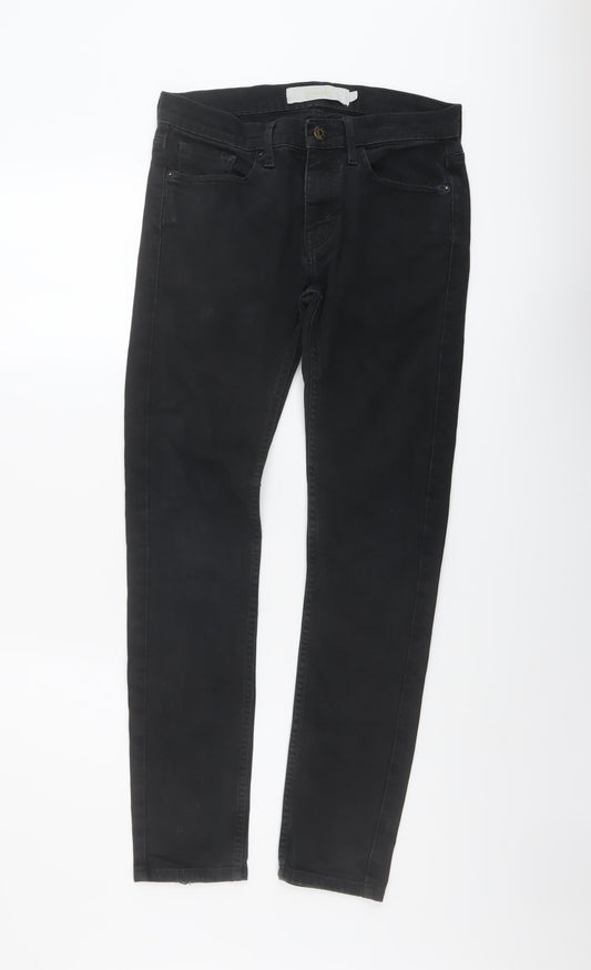 Topman Mens Black Cotton Skinny Jeans Size 28 in L28 in Regular Button