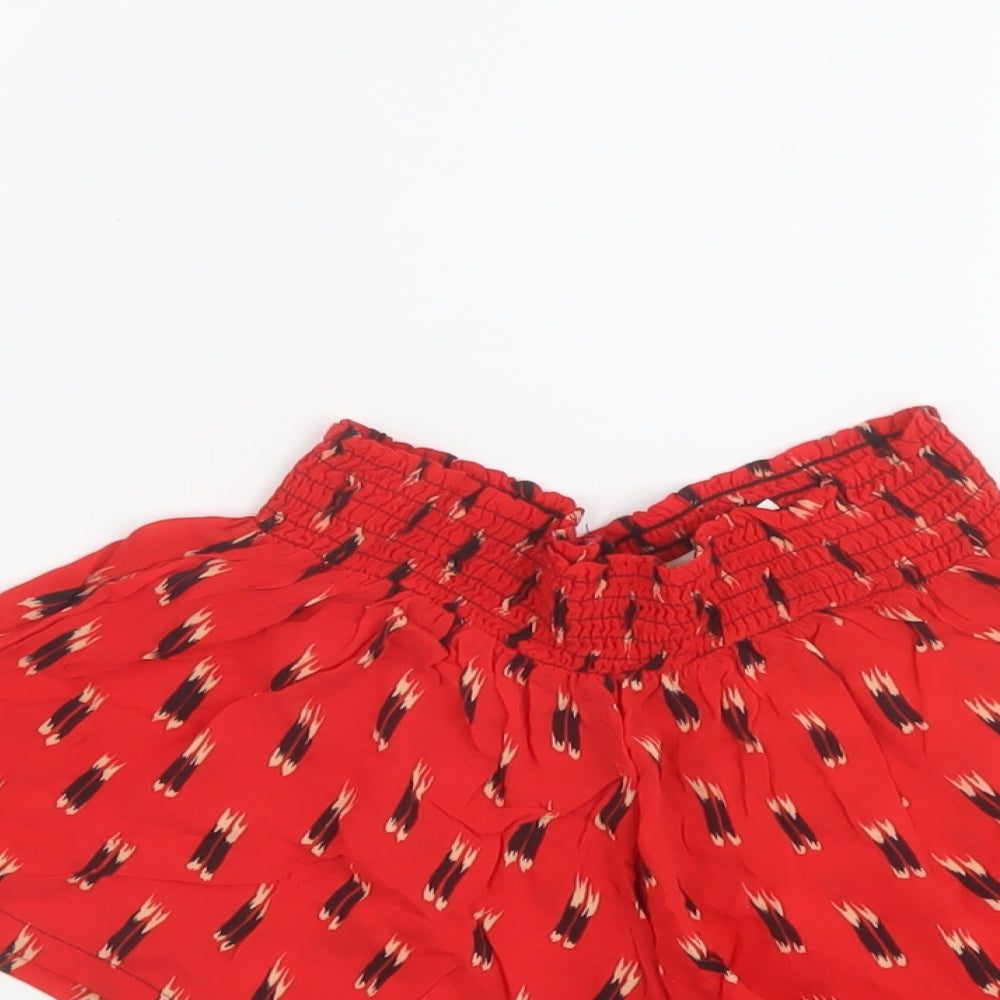 Kimchi Blue Womens Red Geometric Viscose Basic Shorts Size S L3 in Regular Pull On