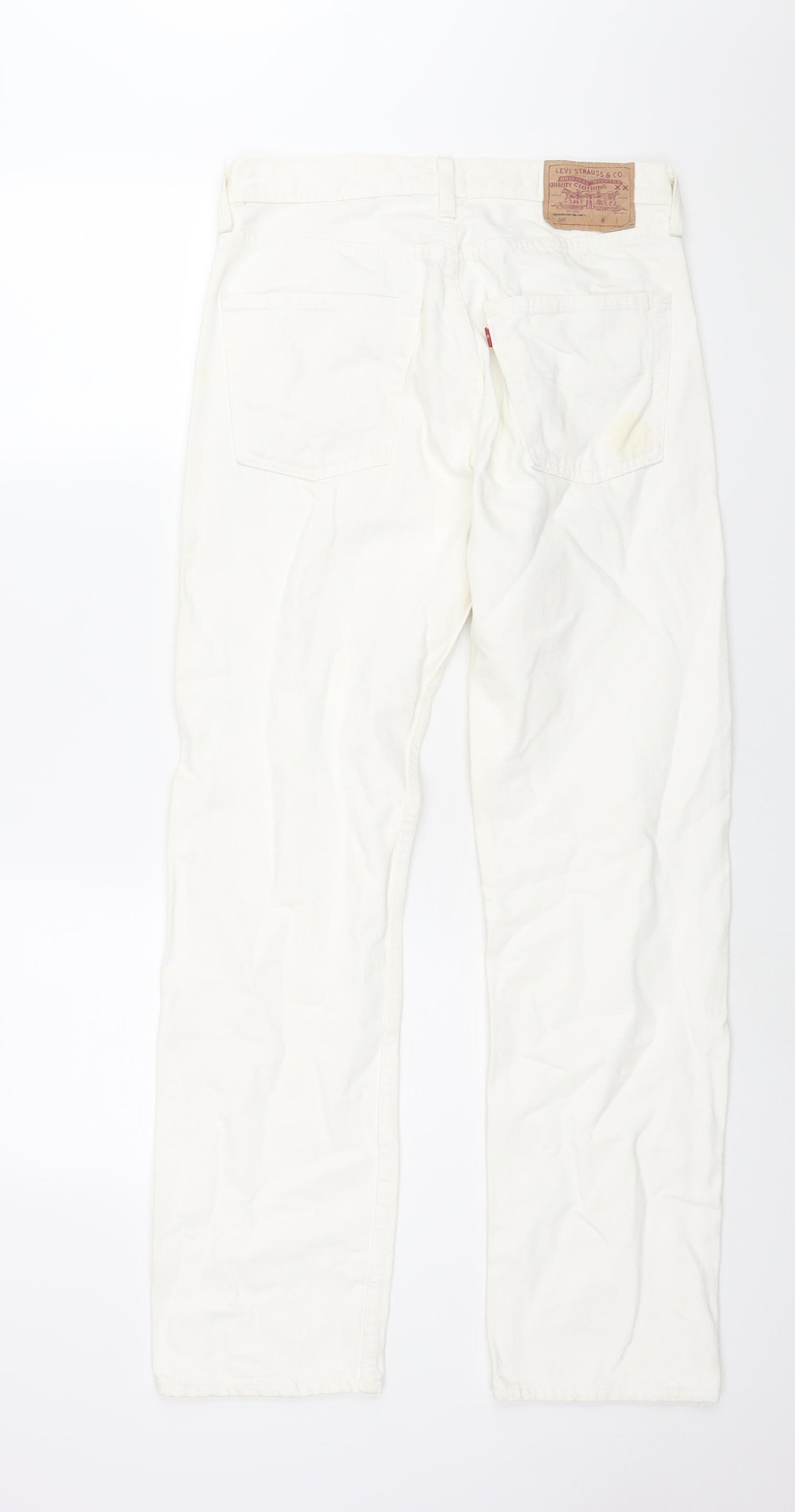 Levi's Mens White Cotton Straight Jeans Size 32 in L31 in Regular Button