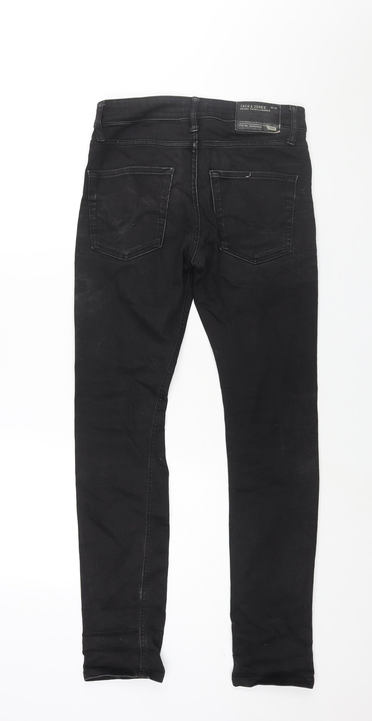 JACK & JONES Mens Black Cotton Skinny Jeans Size 30 in L32 in Regular Zip