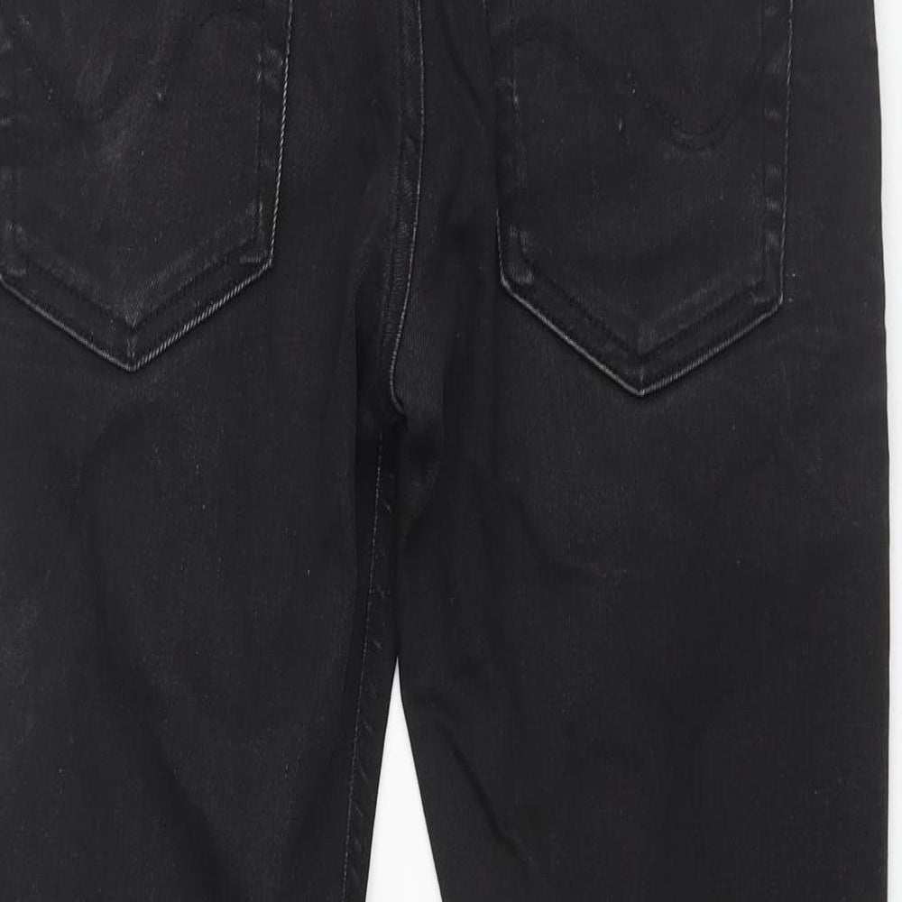 JACK & JONES Mens Black Cotton Skinny Jeans Size 30 in L32 in Regular Zip